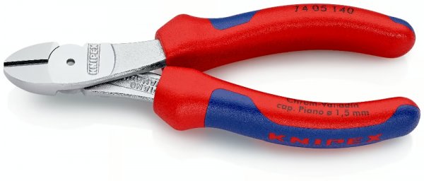 KNIPEX 74 05 140 Kraft-Seitenschneider 140 mm verchromt mit Mehrkomponenten-Hüllen