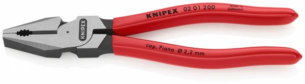 KNIPEX 02 01 200 SB Kraft-Kombizange 200 mm schwarz atramentiert mit Kunststoff überzogen poliert