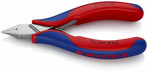 KNIPEX 77 72 115 Elektronik-Seitenschneider 115 mm mit Mehrkomponenten-Hüllen spiegelpoliert