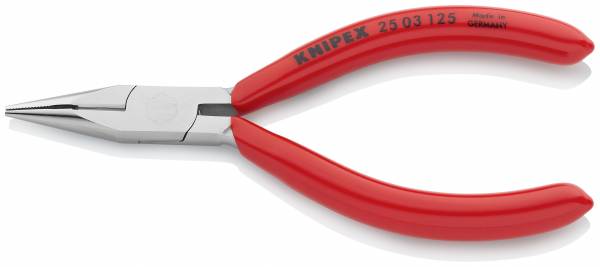 KNIPEX 25 03 125 Flachrundzange mit Schneide (Radiozange) 125 mm verchromt mit Kunststoff überzogen