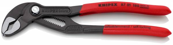 KNIPEX 87 01 180 Cobra® Hightech-Wasserpumpenzange 180 mm grau atramentiert mit rutschhemmendem Kun