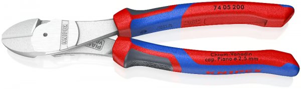 KNIPEX 74 05 200 SB Kraft-Seitenschneider 200 mm verchromt