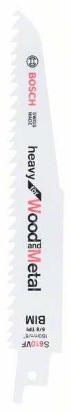 BOSCH SÄBELSÄGEBLATT S 610 VF, HEAVY FOR WOOD AND METAL, 5ER-PACK