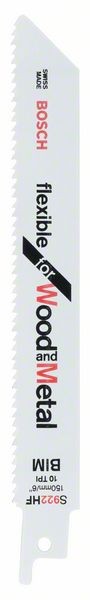 BOSCH SÄBELSÄGEBLATT S 922 HF, FLEXIBLE FOR WOOD AND METAL, 2ER-PACK