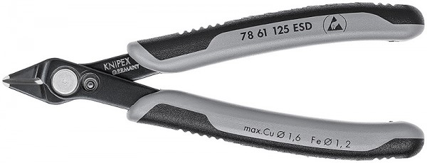 KNIPEX 78 61 125 ESDSB Electronic Super Knips® ESD 125 mm brüniert mit Mehrkomponenten-Hüllen brünie