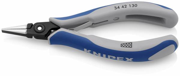 KNIPEX 34 42 130 Präzisions-Elektronik-Greifzange 130 mm brüniert mit Mehrkomponenten-Hüllen poliert