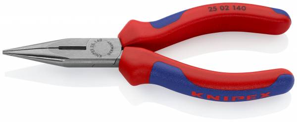 KNIPEX 25 02 140 Flachrundzange mit Schneide (Radiozange) 140 mm schwarz atramentiert mit Mehrkompon