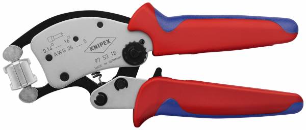 KNIPEX 97 53 18 SB Twistor16® Selbsteinstellende Crimpzange für Aderendhülsen mit drehbarem Crimpko