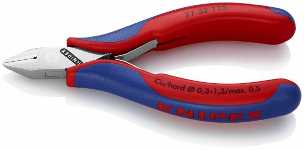 KNIPEX 77 32 115 SB Elektronik-Seitenschneider 115 mm mit Mehrkomponenten-Hüllen spiegelpoliert