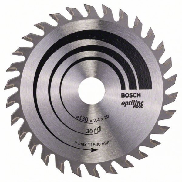 BOSCH KREISSÄGEBLATT OPTILINE WOOD FÜR HANDKREISSÄGEN, 130 X 20/16 X 2,4 MM, 30