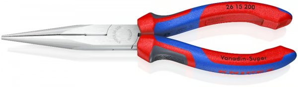KNIPEX 26 15 200 Flachrundzange mit Schneide (Storchschnabelzange) 200 mm verchromt mit Me