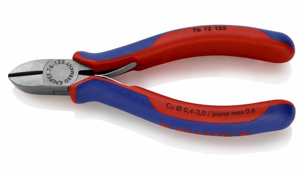 KNIPEX 76 12 125 Seitenschneider für Elektromechaniker 125 mm schwarz atramentiert mit Mehrkomponent