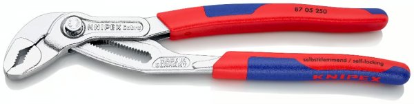 KNIPEX 87 05 250 Cobra® Hightech-Wasserpumpenzange 250 mm verchromt mit schlanken Mehrkom