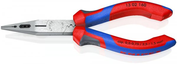 KNIPEX 13 02 160 Verdrahtungszange 160 mm schwarzatramentiert mit Mehrkomponenten-Hüllen