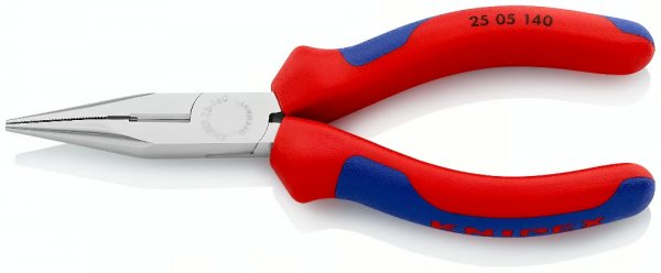 KNIPEX 25 05 140 Flachrundzange mit Schneide Radiozange 140 mm verchromt