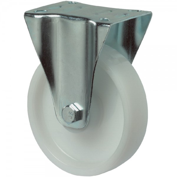 Bockrolle 100mm Stahlbl verz Poly LG. R
