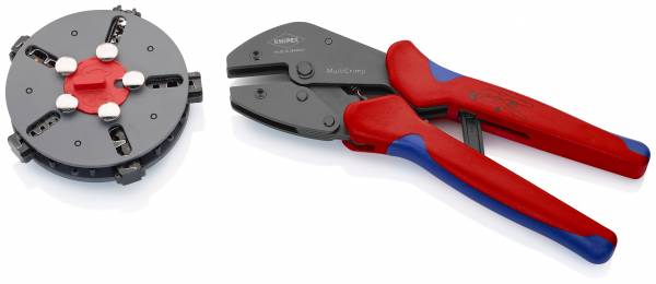 KNIPEX 97 33 02 MultiCrimp® Crimpzange mit Wechselmagazin 250 mm brüniert mit Mehrkomponenten-Hülle