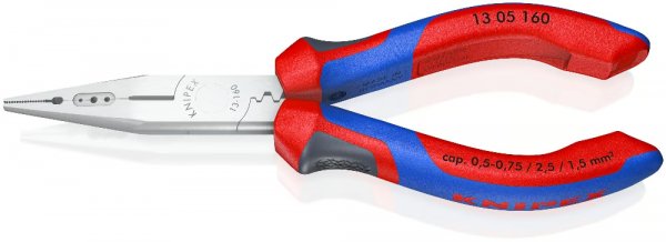KNIPEX 13 05 160 Verdrahtungszange 160 mm verchromt mit Mehrkomponenten-Hüllen