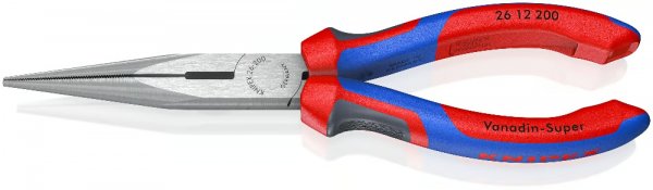 KNIPEX 26 12 200 Flachrundzange mit Schneide (Storchschnabelzange) 200 mm schwarz atrament