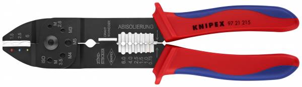 KNIPEX 97 21 215 SB Crimpzange 230 mm brüniert mit Mehrkomponenten-Hüllen