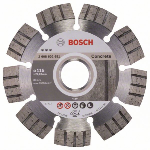 BOSCH DIAMANTTRENNSCHEIBE BEST FOR CONCRETE, 115 X 22,23 X 2,2 X 12 MM
