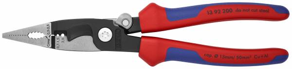 KNIPEX 13 92 200 SB Elektro-Installationszange 200 mm schwarz atramentiert mit Mehrkomponenten-Hülle