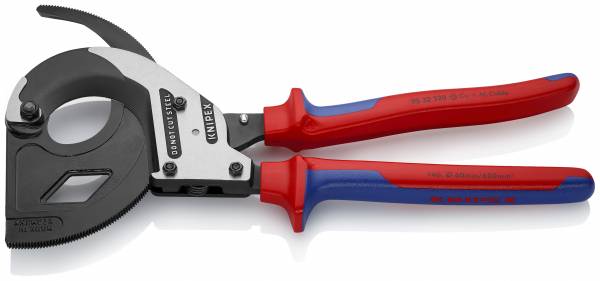 KNIPEX 95 32 320 Kabelschneider (Ratschenprinzip, Dreigang) 320 mm schwarz atramentiert mit Mehrkomp