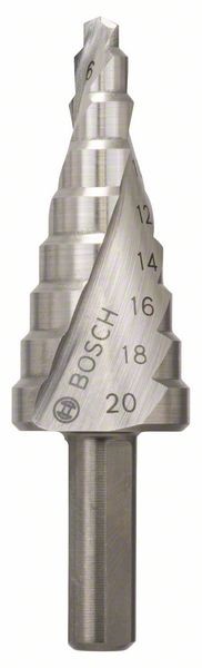 BOSCH STUFENBOHRER HSS, 4 - 20 MM, 8 MM, 70,5 MM, 9 STUFEN