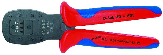 KNIPEX 97 54 24 Crimpzange für Miniaturstecker Parallelcrimp 190 mm brüniert mit Mehrkomponenten-Hül