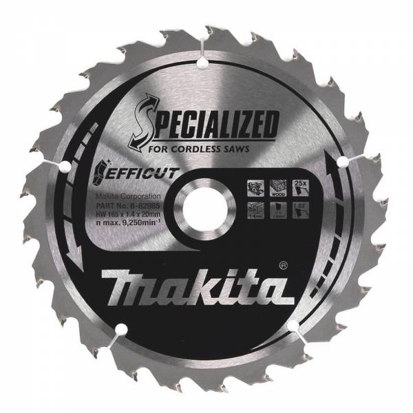 Makita EFFICUT Sägeblatt 165x1,4x20, 25Z schnelles, effizientes Arbeiten B-62985