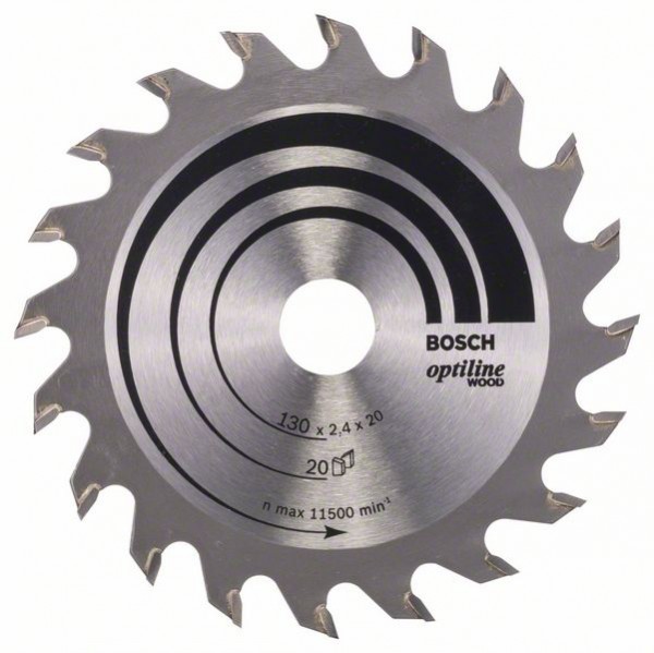 BOSCH KREISSÄGEBLATT OPTILINE WOOD FÜR HANDKREISSÄGEN, 130 X 20/16 X 2,4 MM, 20
