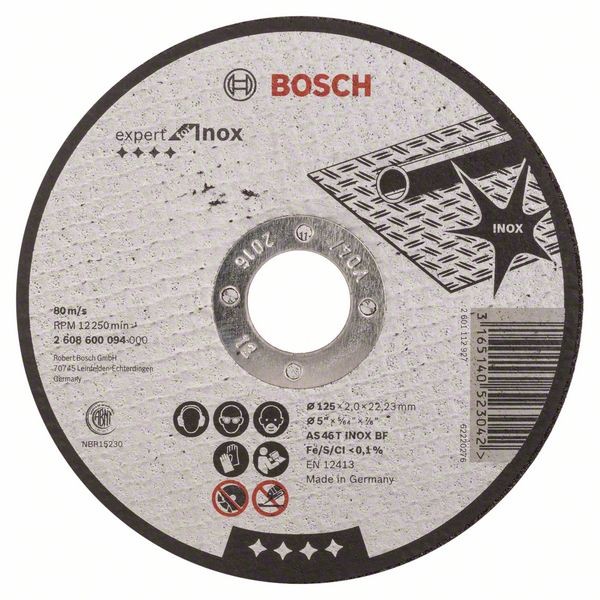 BOSCH TRENNSCHEIBE GERADE EXPERT FOR INOX AS 46 T INOX BF, 125 MM, 22,23 MM, 2 MM