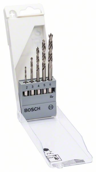 Bosch Holzbohrer-Set mit Sechskantschaft, 5-teilig, 2 - 6 mm