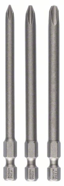 BOSCH SCHRAUBERBIT-SET EXTRA-HART, 3-TEILIG, PH1, PH2, PH3, 89 MM