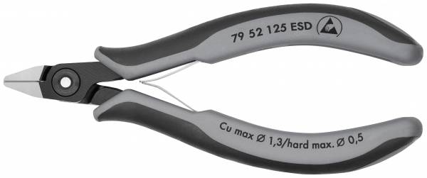 KNIPEX 79 52 125 ESD Präzisions-Elektronik-Seitenschneider ESD 125 mm brüniert mit Mehrkomponenten-H
