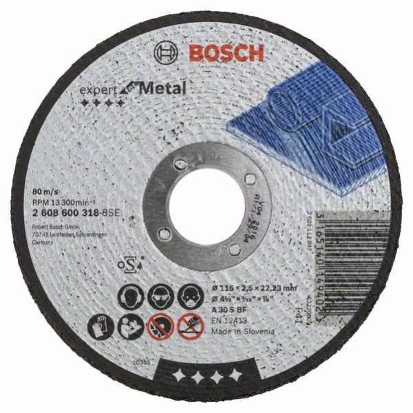 BOSCH TRENNSCHEIBE GERADE EXPERT FOR METAL A 30 S BF, 115 MM, 22,23 MM, 2,5 MM