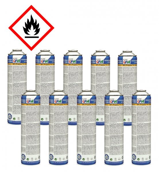 10x 330g CFH Universaldruckgasdose AT 2000 Butan Propan Gasdose