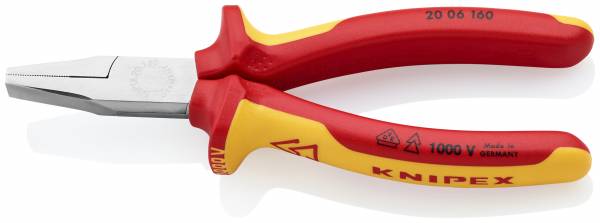 KNIPEX 20 06 160 Flachzange 160 mm verchromt isoliert mit Mehrkomponenten-Hüllen, VDE-geprüft