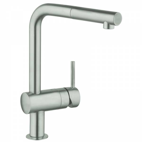 GROHE Einhand-SPT-Batterie Minta 32168 DN15 herausz.Mousseurauslauf Supersteel