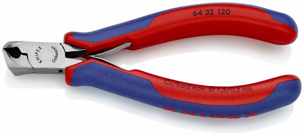 KNIPEX 64 32 120 Elektronik-Vornschneider 120 mm mit Mehrkomponenten-Hüllen spiegelpoliert