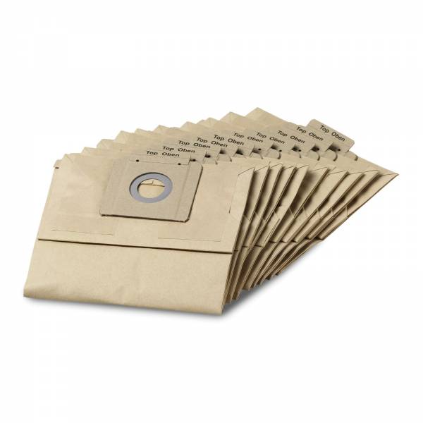 10x Kärcher Papierfiltertüten 2-lagig T 12/1-Varianten Trockensauger 69043120