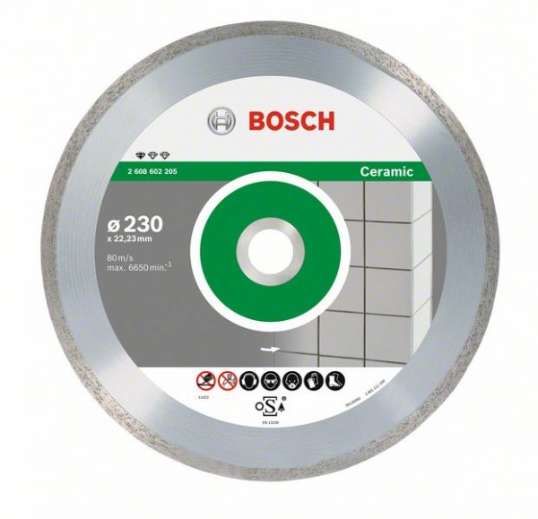 BOSCH DIAMANTTRENNSCHEIBE STANDARD FOR CERAMIC, 230 X 22,23 X 1,6 X 7 MM, 10ER-PACK