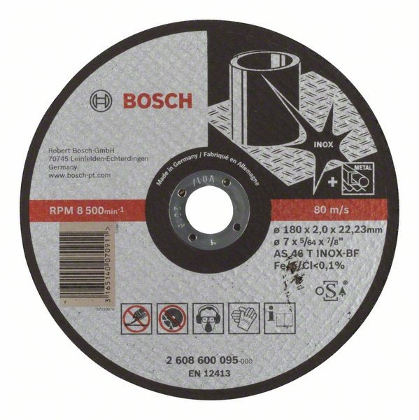 BOSCH TRENNSCHEIBE GERADE EXPERT FOR INOX AS 46 T INOX BF, 180 MM, 22,23 MM, 2 MM