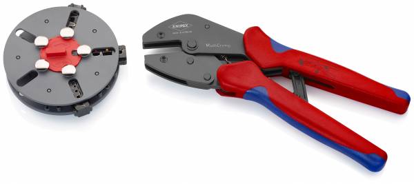 KNIPEX 97 33 01 MultiCrimp® Crimpzange mit Wechselmagazin 250 mm brüniert mit Mehrkomponenten-Hülle