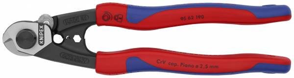 KNIPEX 95 62 190 Drahtseilschere geschmiedet 190 mm mit Mehrkomponenten-Hüllen brüniert
