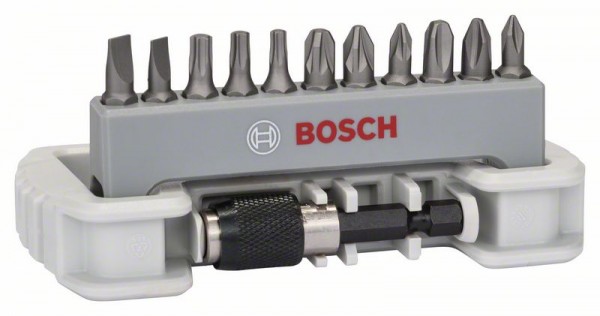 BOSCH SCHRAUBERBIT-SET EXTRA-HART, 11-TEILIG, PH, PZ, T, S, 25 MM, BITHALTER