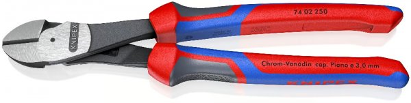 KNIPEX 74 02 250 SB Kraft-Seitenschneider 250 mm schwarz atramentiert mit Mehrkomponenten-