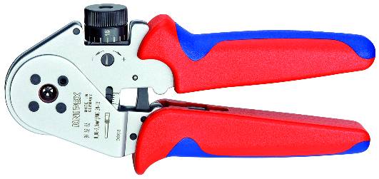 KNIPEX 97 52 63 Vierdornpresszange für gedrehte Kontakte 180 mm verchromt mit Mehrkomponenten-Hüllen