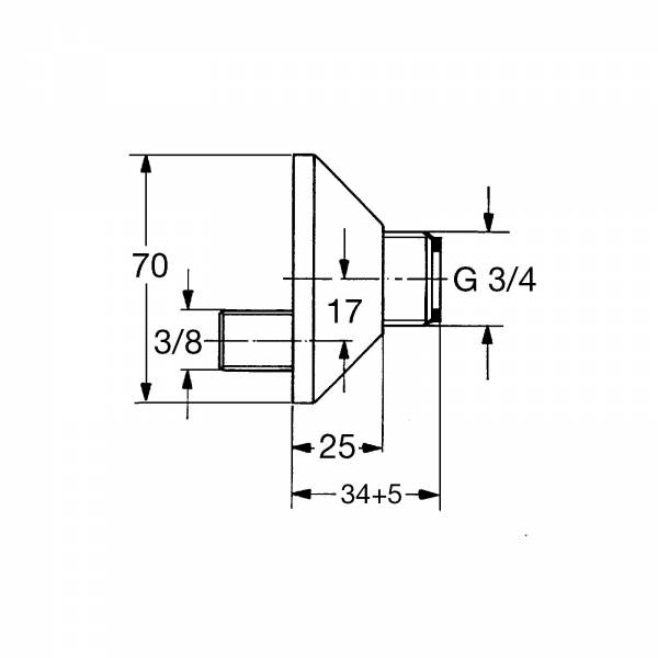 GROHE S-Anschluss 12050 3/8"x3/4" Verstellbarkeit 17mm chrom