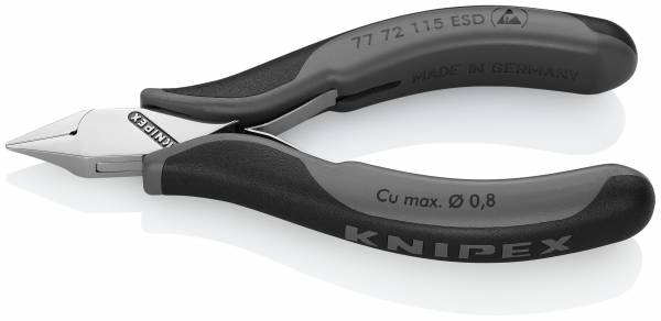 KNIPEX 77 72 115 ESD Elektronik-Seitenschneider ESD 115 mm mit Mehrkomponenten-Hüllen spiegelpoliert